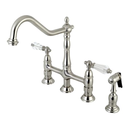 Kingston Brass KS1278WLLBS Wilshire Bridge Kitchen Faucet W/ Brass Sprayer, Nickel KS1278WLLBS